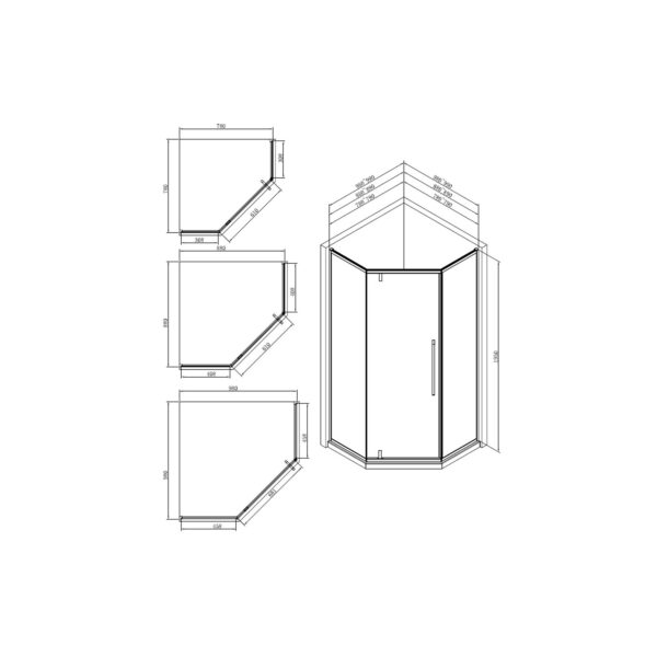 ΑΝΟΙΓΟΜΕΝΗ ΚΑΜΠΙΝΑ ΝΤΟΥΖΙΕΡΑΣ ΜΕ PIVOT ΜΕΝΤΕΣΕ [PIVOTTE-01] 800x800x1950mm