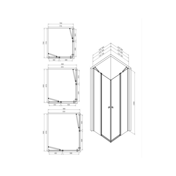 ΑΝΟΙΓΟΜΕΝΗ ΚΑΜΠΙΝΑ ΝΤΟΥΖΙΕΡΑΣ ΜΕ PIVOT ΜΕΝΤΕΣΕ [PIVOTTE-04] 800x800x1900mm