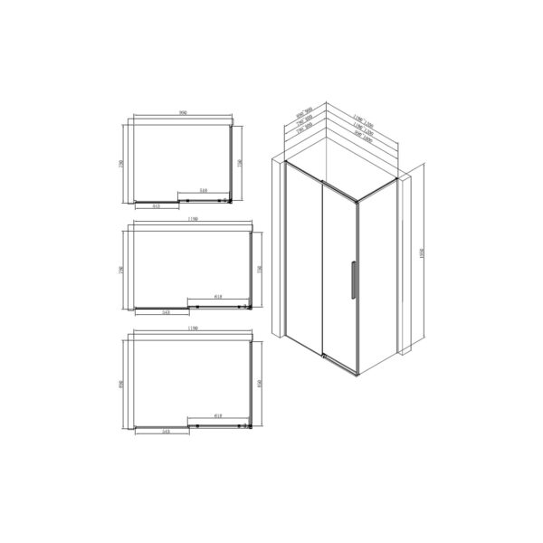 ΓΩΝΙΑΚΗ ΣΥΡΟΜΕΝΗ ΚΑΜΠΙΝΑ ΝΤΟΥΖΙΕΡΑΣ [JACORE-07] 800x1000x1950mm