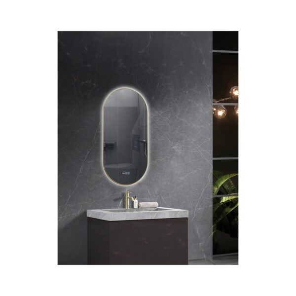 ΚΑΘΡΕΦΤΗΣ LED ΜΕ ΚΟΡΝΙΖΑ ΑΛΟΥΜ. 8MM ΧΡΥΣΟΣ  50x100 [OVIEDO-02]