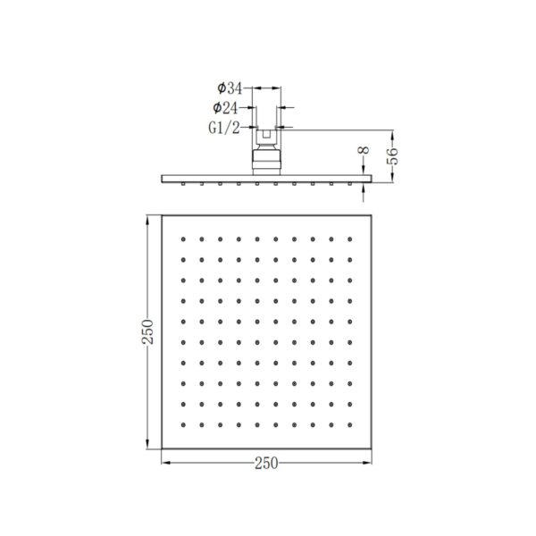 ΚΕΦΑΛΗ ΝΤΟΥΖ ΤΕΤΡΑΓΩΝΗ 250MM [LUME-17]