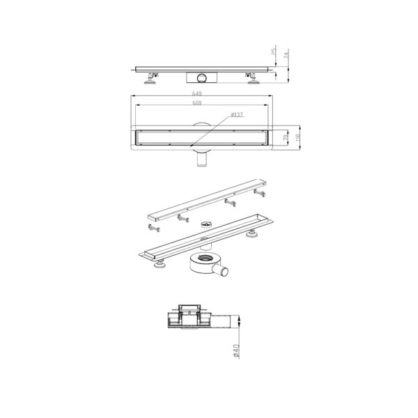 ΣΙΦΩΝΙ ΔΑΠΕΔΟΥ 600x70x1.2mm [AQUADRAIN-09]